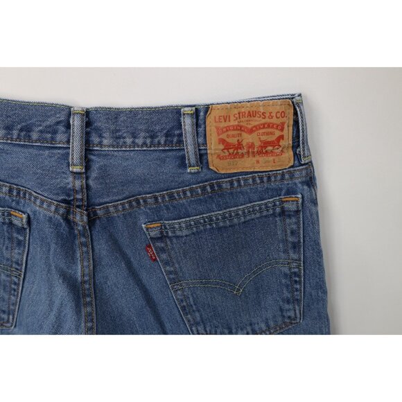 Vintage Y2K Levis 517 Mens 34x32 Faded Wide Leg Boot Cut Denim Jeans Blue Cotton - Picture 13 of 13